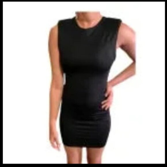 PADDED SHOULDER T-SHIRT MINI DRESS - Picture 4 of 4